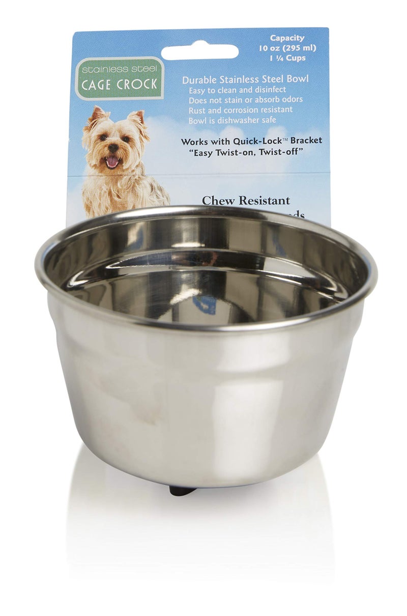 LixitÂ® Stainless Steel Kennel Food or Water Bowl - Non Spill Hanging Removable Crate Bowls - Carrier Cage Dish for Dogs or Cats for Feeding and Drinking (Stainless Steel, 10 Ounce) - Image 2
